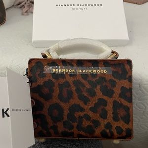 Nwt Brandon Blackwood mini Kendrick trunk leopard pony hair